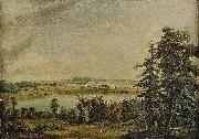 Carl Jonas Linnerhielm View over Hallsnas mansion Sweden oil painting artist